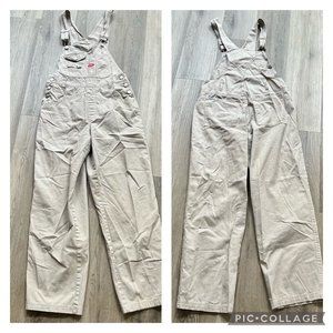 Revolt Baggy Straight Leg Twill Overalls Womens Medium Belt Loops Bibs Pocket